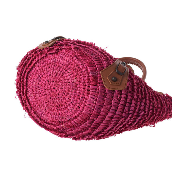 Balenciaga Straw Tan raffia tote bag pink - Picture 6 of 11
